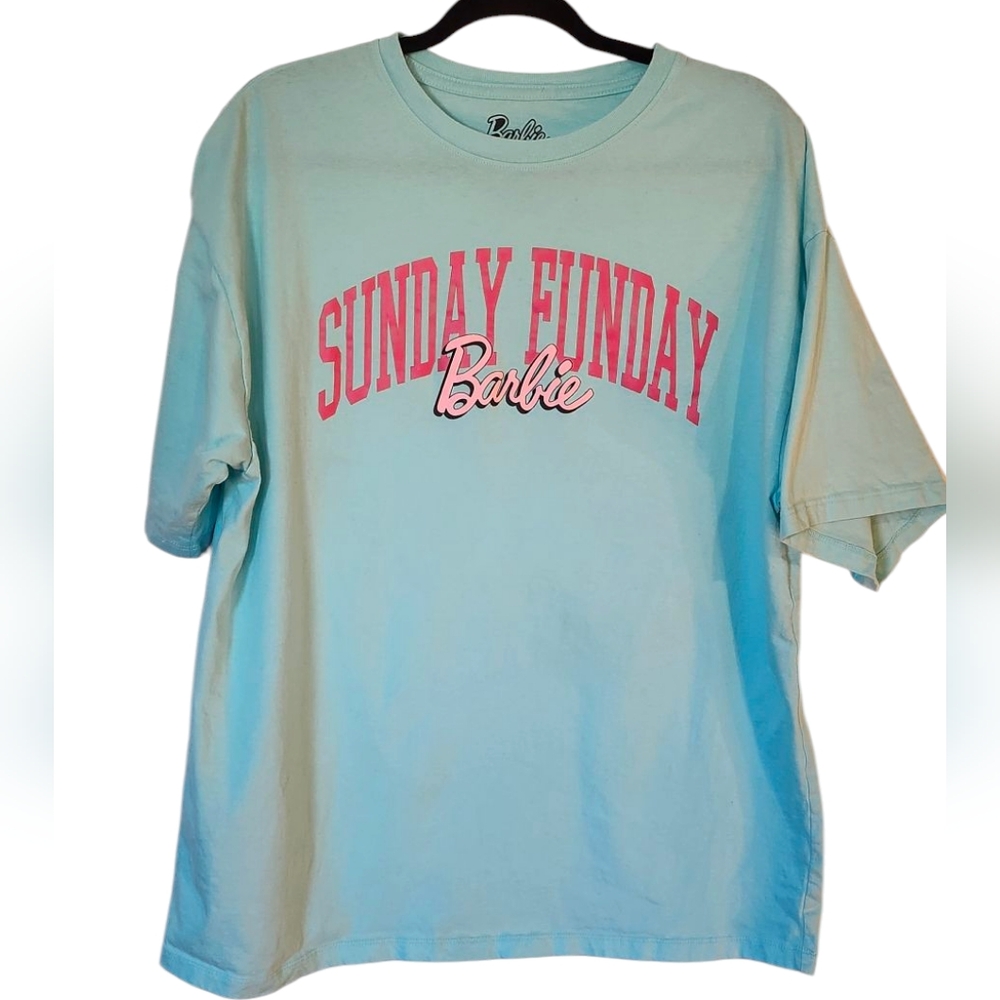 EUC Barbie Blue Sunday Funday Top Short Sleeve Mattel Shirt, Barbiecore Medium